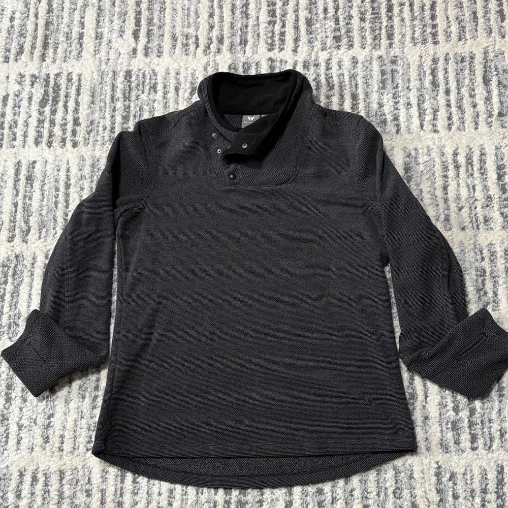 Women’s White Sierra Charcoal Button-Up Pullover Fleece Top
